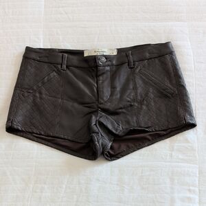 Abercrombie & Fitch Dark Brown Quilted High Waist Shorts